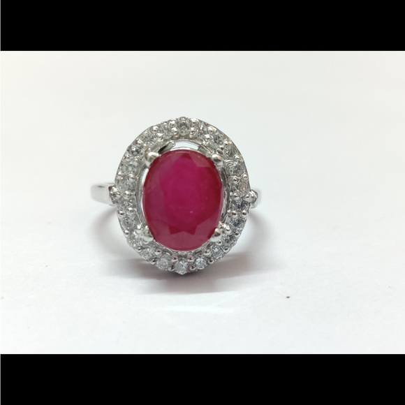 Ruby Cocktail Ring Ruby Cluster Ring 5 Ct Ruby Silver Ring Ruby Engagement Ring - Picture 3 of 9